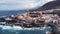 Aerial of Garachico center with traditional colored houses on Tenerife, Canary