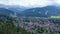 Aerial of Garmisch Partenkirchen Bavarian village in Alps montains