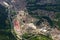 Aerial of Gazzaniga village and Serio river, Bergamo, Italy