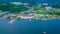 Aerial of Geoje Shipbuilding Marine Cultural Center located in Geoje city of South Korea.