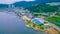 Aerial of Geoje Shipbuilding Marine Cultural Center located in Geoje city of South Korea.