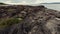 Aerial Glance at Volcanic Rocky Norway: Amidst Cloudy Cold Weather, Untamed Wilderness