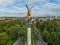 aerial golden peace angel Friedensengel in Muenchen City Statue Munich fountain