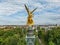 aerial golden peace angel Friedensengel in Muenchen City Statue Munich fountain