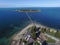 Aerial of Granite Island & Causeway at Victor Harbor