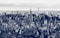 Aerial grayscale view of the skyline of Manhattan city, New York, United States