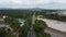 Aerial green scenery road with plantation