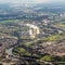 Aerial of Grosskrotzenburg power station, Main river, Germany, H