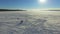 Aerial, group fishermen on the frozen lake in winter