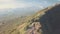 Aerial: Group of Hikers Walking on Path Peak at Batur Volcano. 4K. Bali, Indonesia.