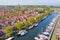 Aerial from the harbor and city Enkhuizen in the Netherlands