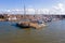 Aerial from the harbor from Marken in the Netherlands