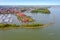 Aerial from the harbor and traditional village Hoorn in Netherlands