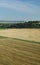 Aerial of harvest fields in summertime, France