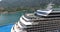 Aerial helicopter shoot of a large international cruise ship
