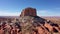 Aerial High Monument Butte Stone Massive Of Red Beige Rock In Desert Western Usa