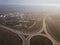 Aerial of highway city intersection junction summer Top View