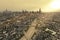 Aerial highway view against Chicago skyline