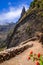 Aerial Hiking trail in Paul Valley, Santo Antao island, Cape Verde