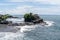 Aerial of Hindu Tanah Lot Temple complex on Bali island, Indonesia