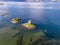 Aerial of the historic castle Stalker in Argyll in autumn, Scotland