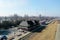 Aerial of historic Chatham Railway Station in Chatham, Ontario, Canada