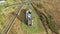 Aerial of historic church ruins