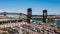 Aerial of Historic Lincoln Highway Lift Bridge & Pulaski Skyway - Passaic River - New Jersey