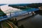 Aerial of Historic & Modern Truss Bridges - Ohio River - Ashland, Kentucky & Ohio