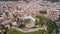 Aerial. Historic Spanish village Jerez de los Caballeros filmed from the sky.