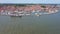 Aerial from the historical city Volendam in Noord Holland the Netherlands