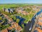 Aerial from the historical city Workum in Friesland the Netherlands