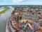 Aerial from the historical town Deventer in the Netherlands