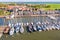 Aerial from the historical village Marken at the IJsselmeer in the Netherlands