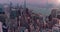 AERIAL. Hong Kong City skyline at sunrise. Hongkong skyscraper view from drone.