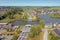 Aerial from Houkesloot aquaduct near Sneek in Friesland the Netherlands