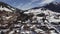 Aerial of houses covered in snow