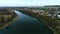 aerial of hydro power plant at Enns river between Upper Austria and Lower Austria