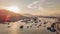 Aerial hyperlapse of the harbor of the city of Nha Trang. 2 hyperlapses in one clip. One during the day, and one during