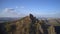 Aerial Hyperlapse panorama of Takmak Rock in the Russian Stolby Nature Reserve.