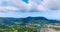 Aerial hyperlapse (timelapse) of Shadow clouds over mountains city of Kathu city Phuket Thailand