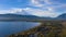 aerial hyperlapse towards the osorno volcano with its top covered with snow