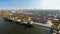 Aerial image of cargo ships at seaport