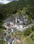 Aerial image with drone of the mountain village Corippo