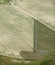 An aerial image of irrigated farm land.