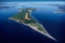 Aerial image of James Island, Gulf Islands, BC, Canada