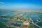 Aerial image of large shrimp breeding farms