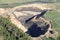 Aerial image of an open pit phosphate mine