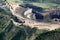 Aerial image of an open pit phosphate mine