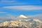 Aerial image of snow-covered Russian Volcano